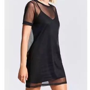 Mesh layered tshirt dress